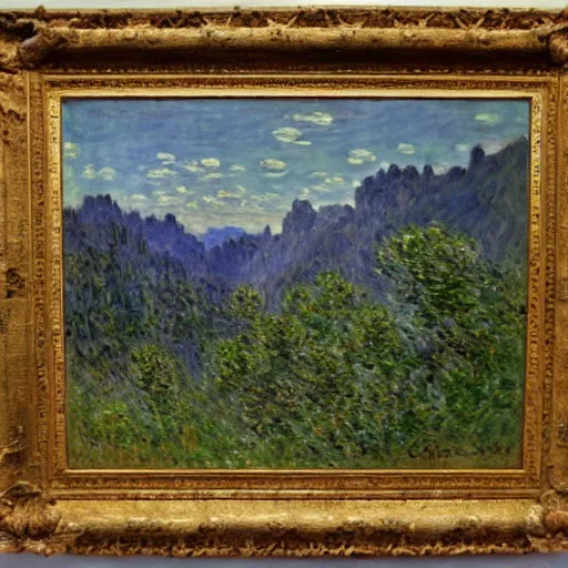 Image similar to Claude Monet Mountainous Landscape, 1860, oil on canvas deframed