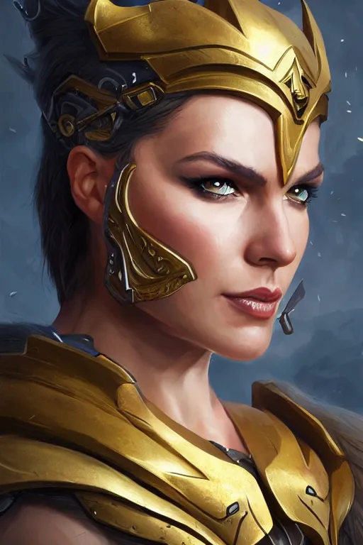 Image similar to amazon valkyrie athena, d & d, fantasy, portrait, highly detailed, headshot, digital painting, trending on artstation, concept art, sharp focus, illustration, art by artgerm and greg rutkowski and magali villeneuve