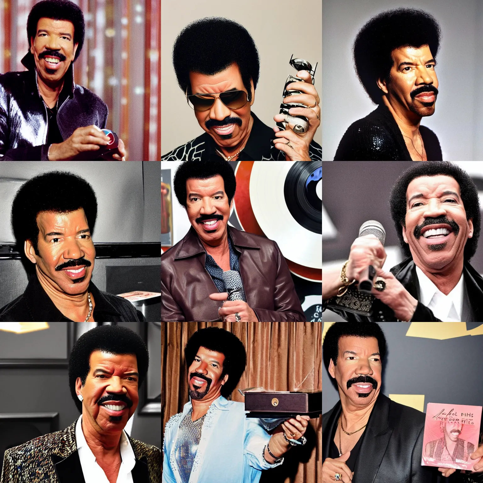 Prompt: lionel richie with a vinyl as hair