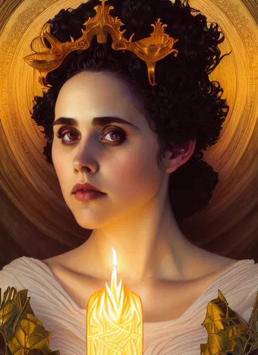 Prompt: symmetry portrait of poly styrene, fantasy, renaissance wear, glowing candles intricate, elegant, highly detailed, digital painting, artstation, concept art, smooth, sharp focus, illustration, art by artgerm and greg rutkowski and alphonse mucha