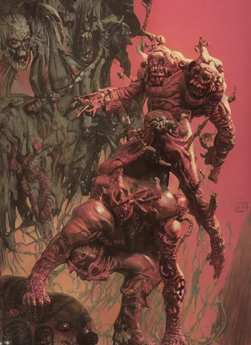 Prompt: pinky demon from doom, dynamic action, by lawrence alma tadema and zdzislaw beksinski and norman rockwell and jack kirby and tom lovell and greg staples, arstation doom concept art