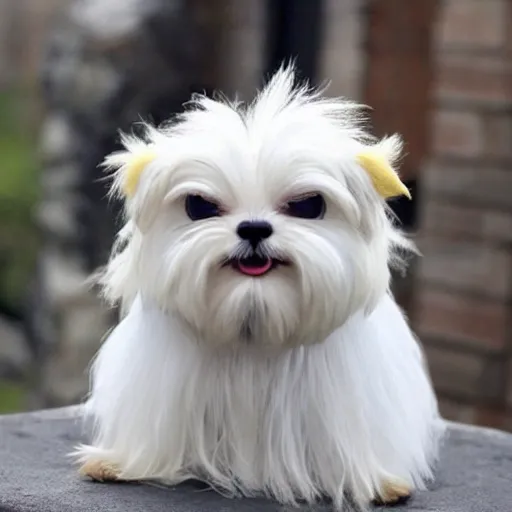 Image similar to cute little anthropomorphic maltese terrier like a gandalf the white