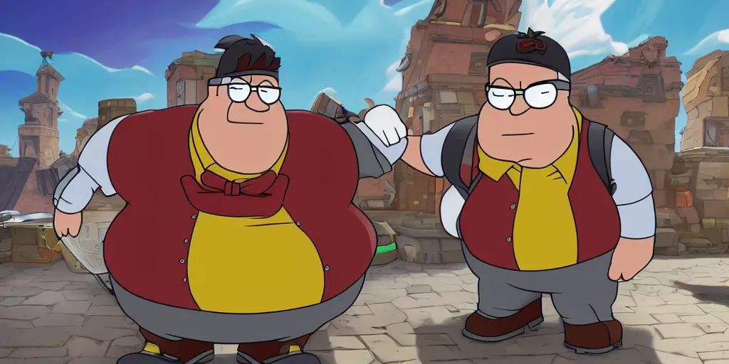 Prompt: peter griffin as a fortnite skin. concept art. high quality 8 k resolution