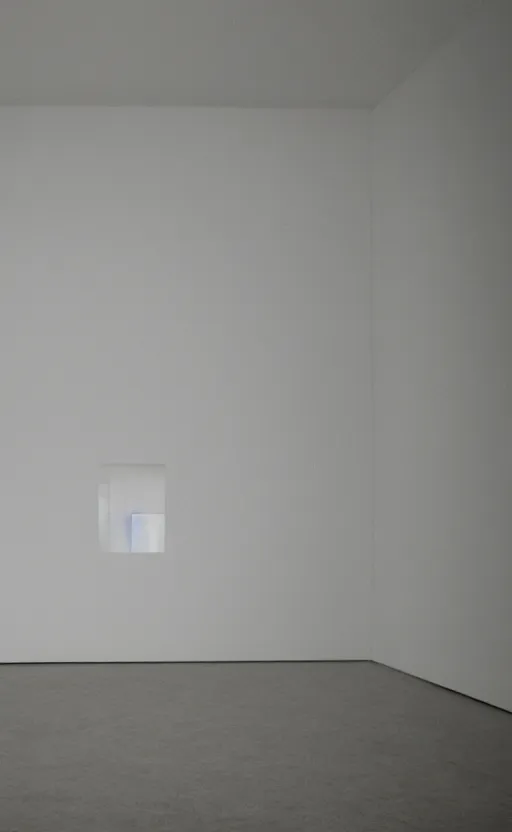 Image similar to a filmstill of a readymade object in a museum, empty white room, in the style of Marcel Duchamp