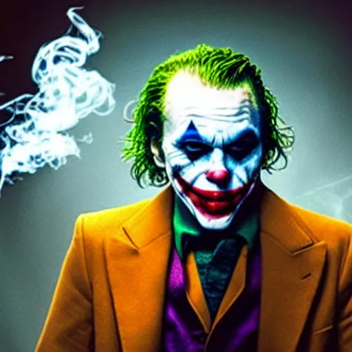 Image similar to the Joker smoking a joint