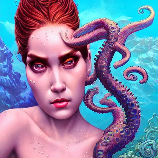 Prompt: underwater naga lovecraftian portrait, Pixar style, by Tristan Eaton Stanley Artgerm and Tom Bagshaw.