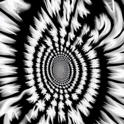 Prompt: inside of a black hole, fractal patterns,