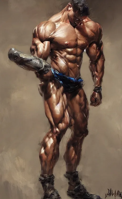 Image similar to muscular chad by daniel gerhartz, trending on art station