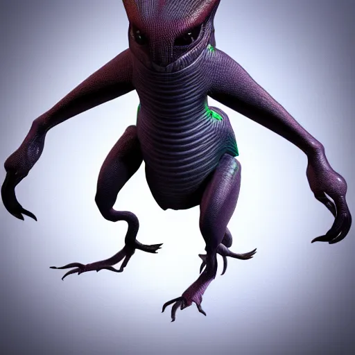 Prompt: indigo polypedal alien creature character concept detailed photo realistic 3d render 4k