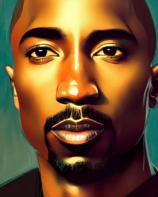 Prompt: concept art, a portrait of tupac shakur as a lawyer, emotional, cinematic moody colors, realistic shaded lighting poster by ilya kuvshinov, magali villeneuve, artgerm, jeremy lipkin and michael garmash and rob rey and drew struzan