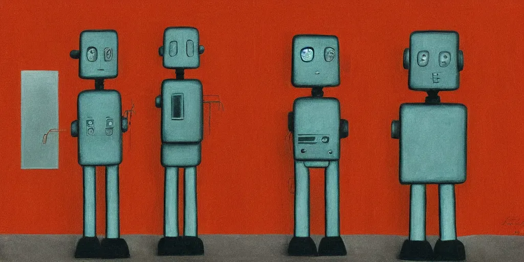 Image similar to a robot and a human standing next to each other staring out a window in the future, perfect symmetry, warm colors, in the style of gertrude abercrombie, whimsical, surreal, super focus, emotional colors, h 1 0 2 4