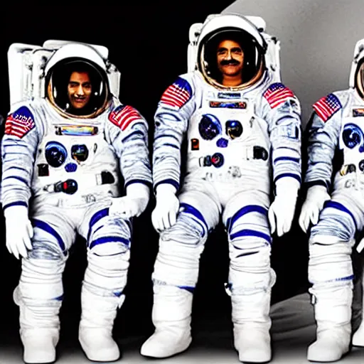 Image similar to a team of astronauts in a bollywood movie blockbuster