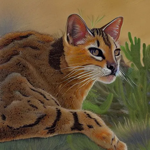 Image similar to painting of a desert cat