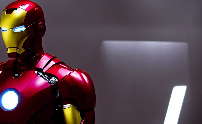 Prompt: Keanu Reeves as iron man, cinematic shot, high contrast