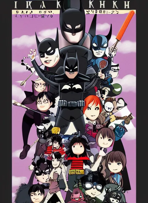 Prompt: The dark knight by Hayao Miyazaki, kawaii elements, anime theme, award winning