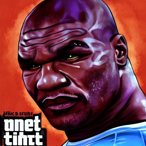 Image similar to Mike tyson grand theft auto art style digital painting artwork