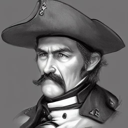 Prompt: a confederate general with puffy black sideburns no mustace and a square face, dnd character art, painting by artgerm and ed binkley