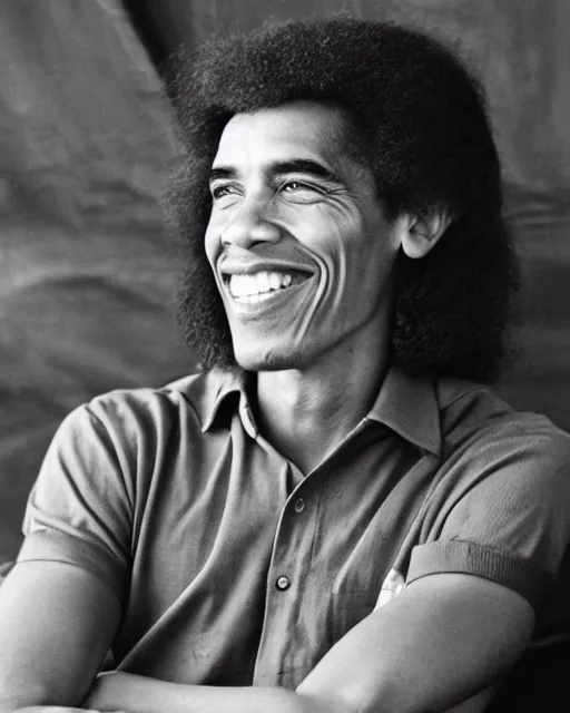 Prompt: a portrait of a 1 9 6 0 s hippie looking like barack obama