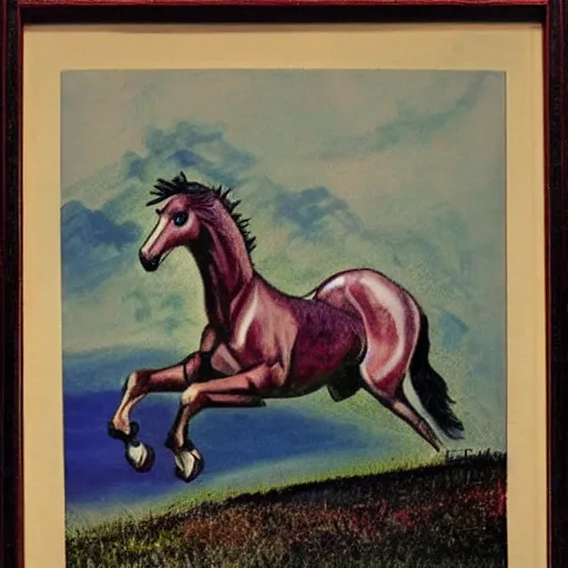 Prompt: a galloping wild horse, by disney