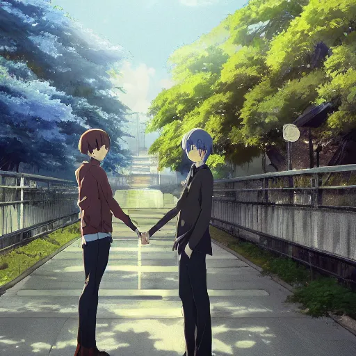 Image similar to Fateful Meeting of Two Soulmates, Anime concept art by Makoto Shinkai