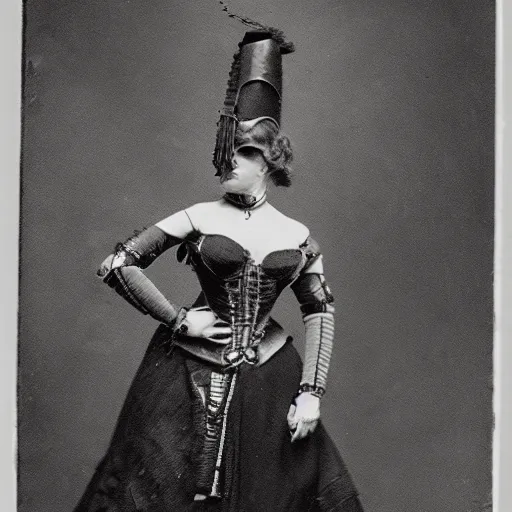 Prompt: a Victorian warrior, smoking body, like lady mechanika, on a black background