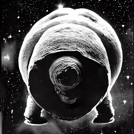 Prompt: the alien transcendent cosmic tardigrade that awaits you at the end of all of space and time, by ansel adams