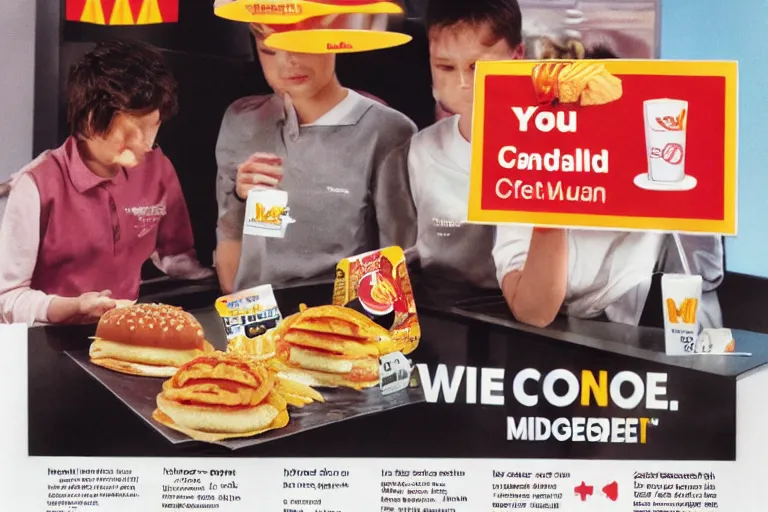 Prompt: mcdonalds centaur meal, y 2 k cybercore, advertisement photo