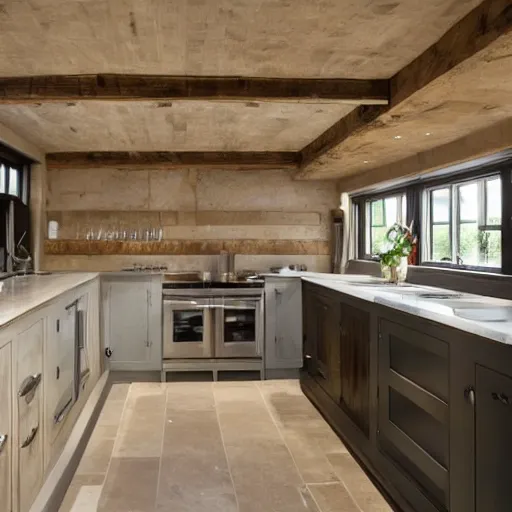 Image similar to modern rustic luxury bespoke kitchen design by Tom Howley