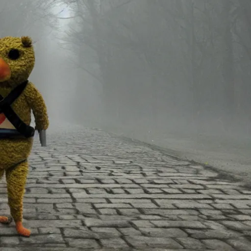 Prompt: flat eric taking a walk in silent hill