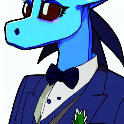 Image similar to blue dragon boyfriend in a dapper suit, trending on furaffinity, high quality