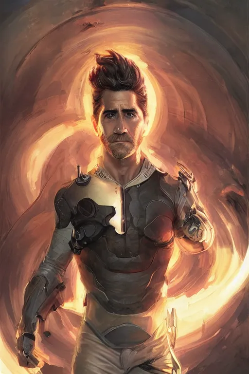 Image similar to jake gyllenhaal as a hero, digital painting, artstation, concept art, smooth, sharp focus, illustration, art by artgerm and donato giancola and Joseph Christian Leyendecker, Ross Tran, WLOP