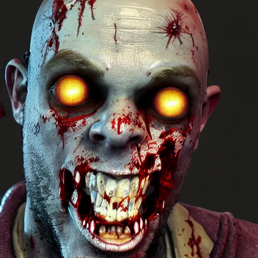 Image similar to highly detailed portrait of a boomer zombie from left 4 dead, style of stephen bliss, unreal engine, global illumination, detailed and intricate environment