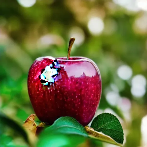 Image similar to An apple is made of ruby crystal.