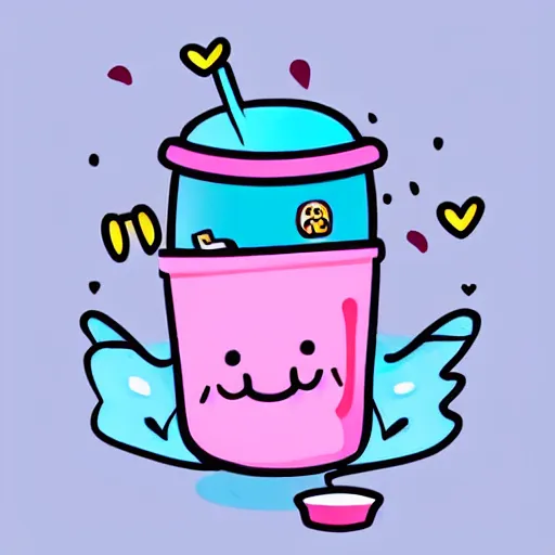 Prompt: cute moth wearing a hoodie and drinking boba tea, pastel colors, lighthearted, adorable, digital art