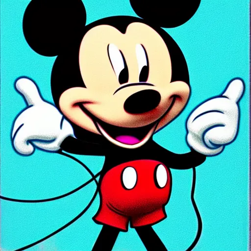 Prompt: mickey mouse analogue horror vhs, glitch, static