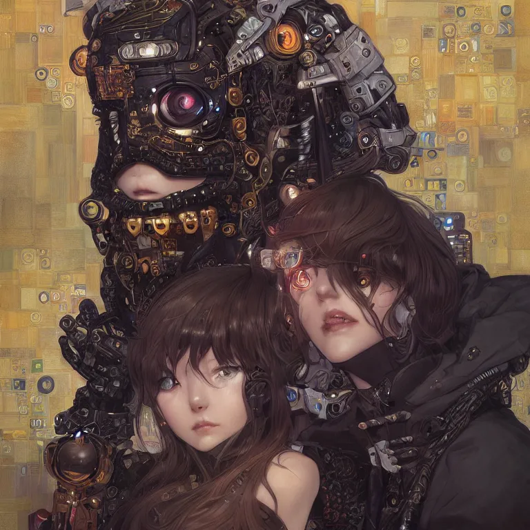 Image similar to portrait of beautiful young cat, cyberpunk, Warhammer, highly detailed, artstation, illustration, art by Gustav Klimt and Range Murata and Ilya Kuvshinov and Sakimichan