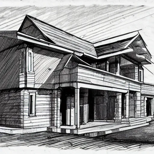 Prompt: an architectural drawing of a house