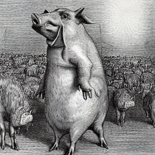 pig standing on hind legs animal farm