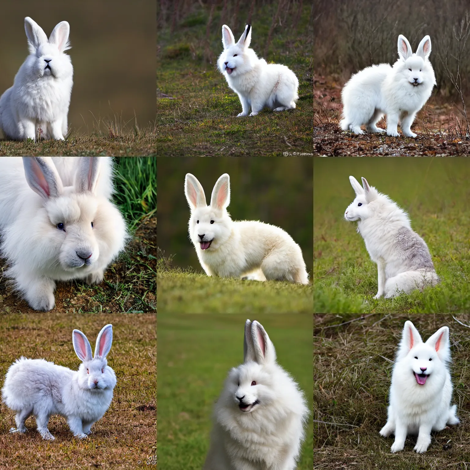 Prompt: a long-eared bunny-samoyed, wildlife photography