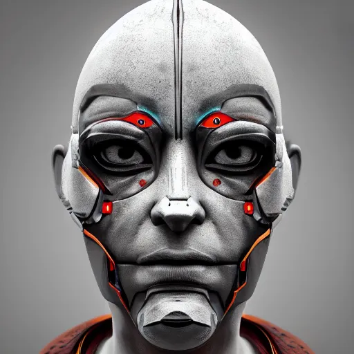 Prompt: mugshot photo of an ugly criminal, cyborg, (((high tech, cyberpunk))), ((very coherent symmetrical artwork, cinematic, hyper realism, high detail, 8k))