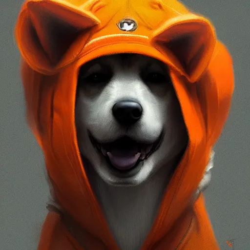 Image similar to a aesthetic award winning commission of a antrho shiba inu wearing an orange hoodie,art by greg rutkowski,character design by charles bowater,ross tran,hyperdetailed,photorealistoc,detailed face,4k,cute,artstation,deviantart