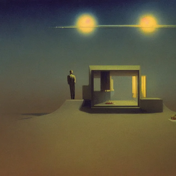 Image similar to the stars are calling me to go home, science fiction, Edward Hopper and James Gilleard, Zdzislaw Beksinski, highly detailed