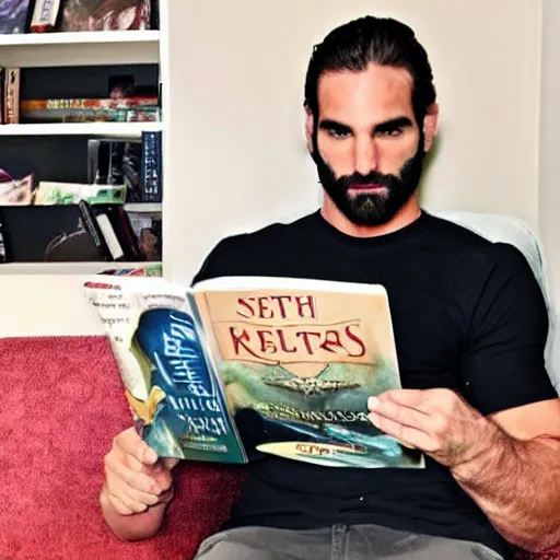 Prompt: seth rollins reading a book
