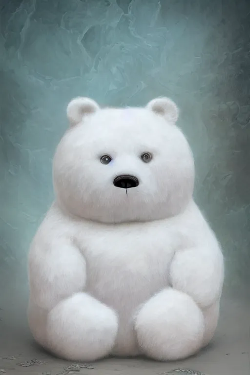 Image similar to cute porcelain ice bear doll, mark ryden style, vivid colors, high details, cinematic, 8 k resolution, beautiful detailed, photorealistic, digital painting, dark atmosphere, artstation, concept art, smooth, sharp focus, illustration, fantasy background, artstation trending, octane render, unreal engine