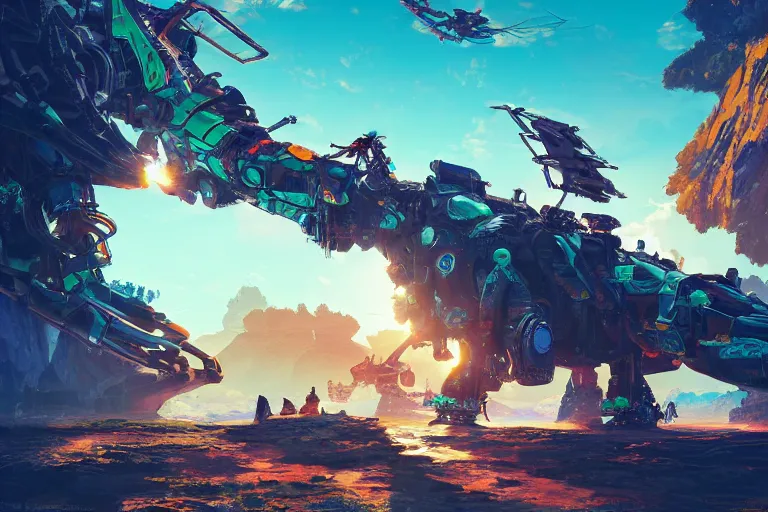 Image similar to sunwing machine mecanical creature robot of horizon forbidden west horizon zero dawn radiating a glowing aura global illumination ray tracing hdr fanart arstation by ian pesty and alena aenami artworks in 4 k