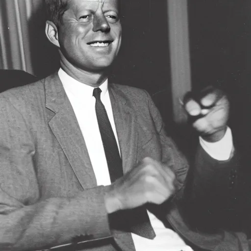 Prompt: John f. Kennedy as a gangster rapper with a big gold chain