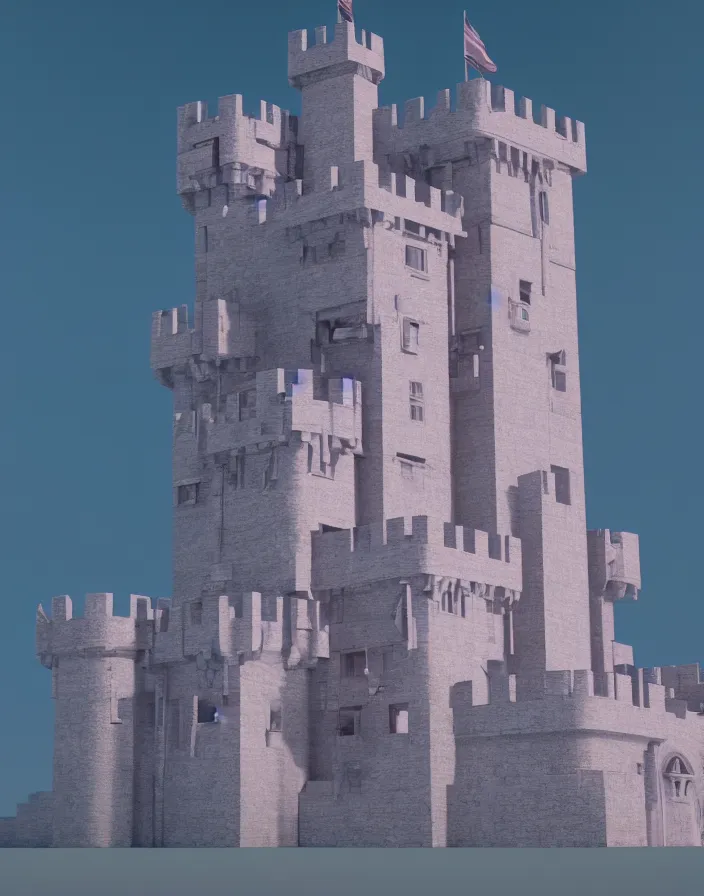 Image similar to 3d render vaporwave castle, octane render, photorealistic highly detailed aesthetic