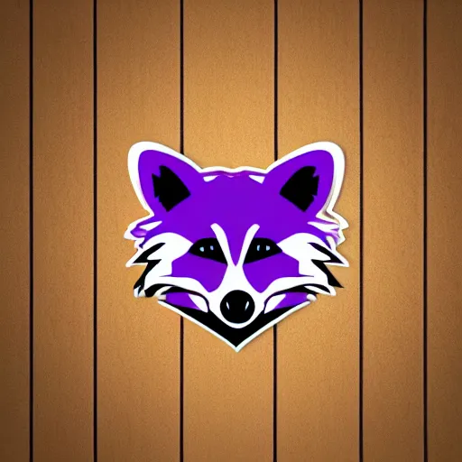 Image similar to a nice beautiful orange and purple vector sticker e-sports logo of a raccoon