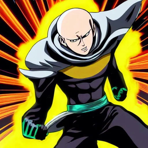 Prompt: saitama punching a new dimension into existence, digital art