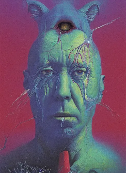 Image similar to alex jones by lisa frank and zdzislaw beksinski